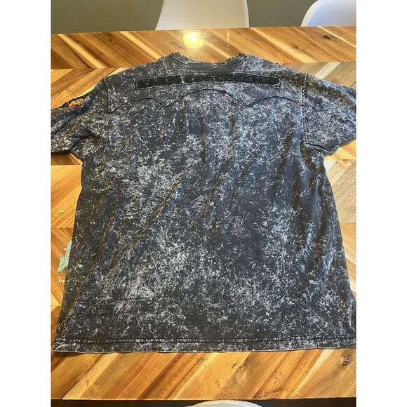 KANJI COLLECTION 2XL‎ Mens Acid Wash T-shirt Sequined Back Patch Black Skate - Picture 11 of 15